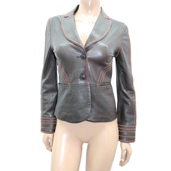 Tristan & Iseut Vintage-Inspired Brown Leather Blazer Soft Leather Jacket Size M - Picture 2 of 5